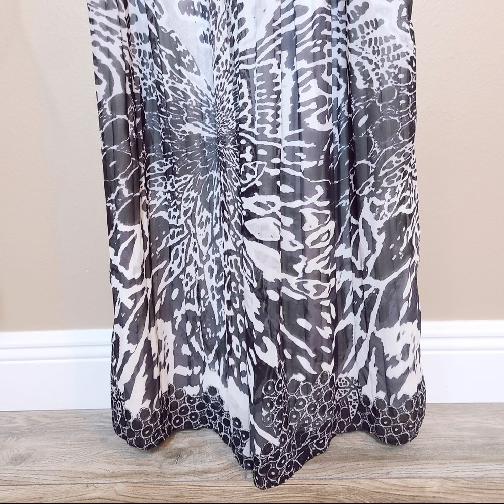 Aidan Mattox Animal Print Black Pleated Dress 2 - Picture 4 of 8